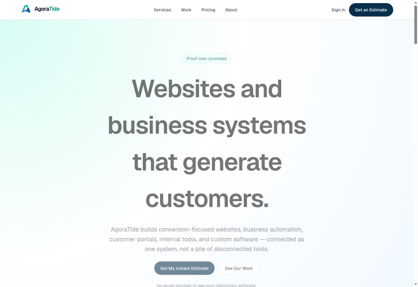 AgoraTide website homepage